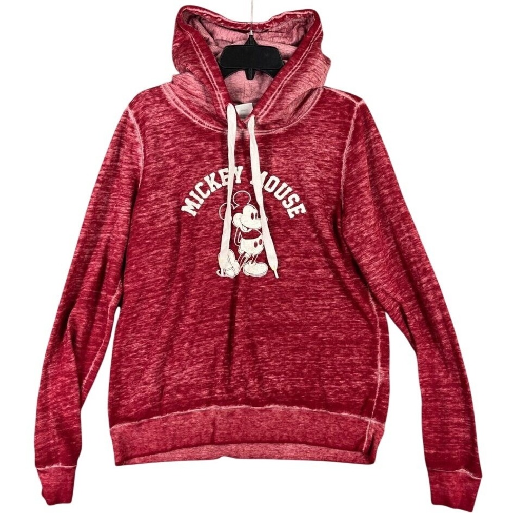 Disney‎ Red Burnout Hooded Hoodie Pullover Mickey Mouse Souvenir Girls XL